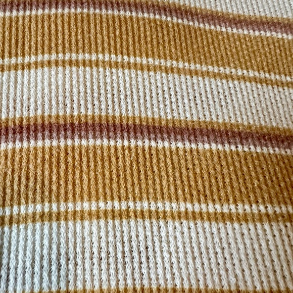 American Eagle Outfitters Striped T Shirt Waffle Knit Lettuce Hem Crew Neck - Picture 4 of 5